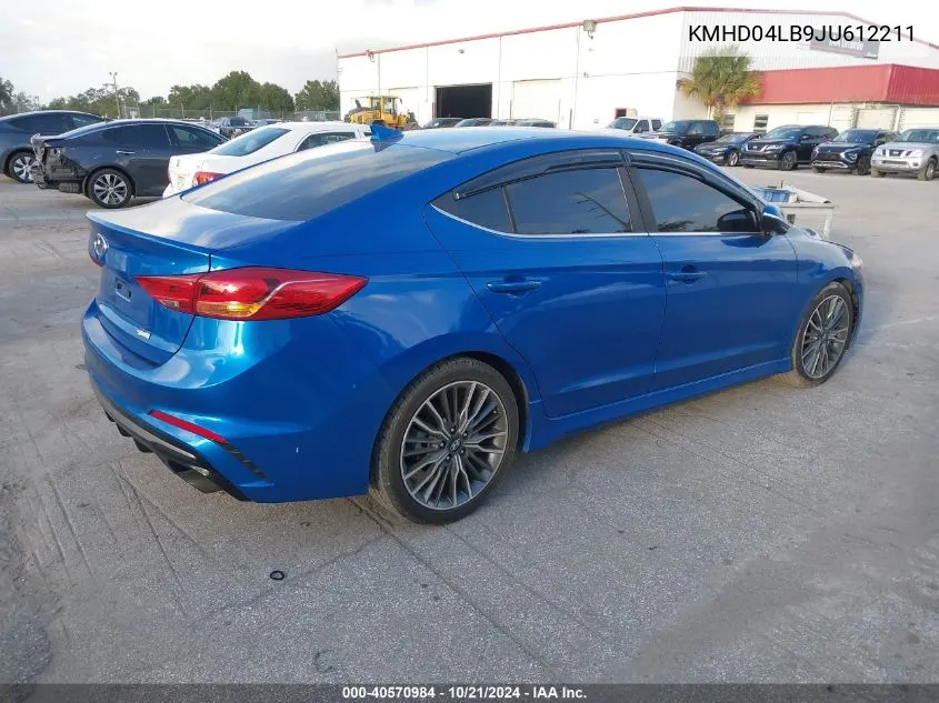 2018 Hyundai Elantra Sport VIN: KMHD04LB9JU612211 Lot: 40570984