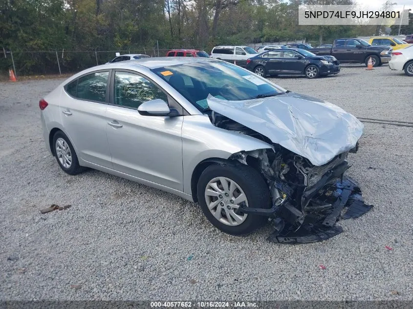 2018 Hyundai Elantra Se VIN: 5NPD74LF9JH294801 Lot: 40577652