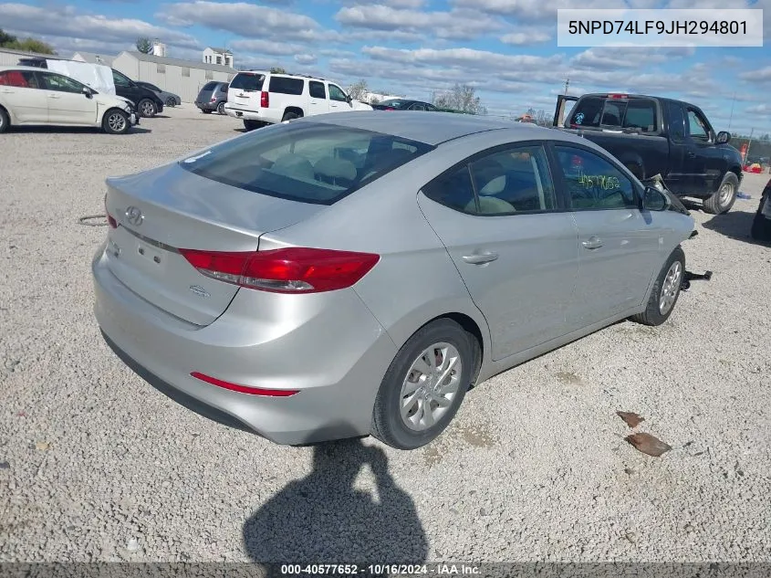 2018 Hyundai Elantra Se VIN: 5NPD74LF9JH294801 Lot: 40577652