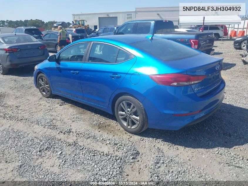 2018 Hyundai Elantra Sel VIN: 5NPD84LF3JH304932 Lot: 40608506