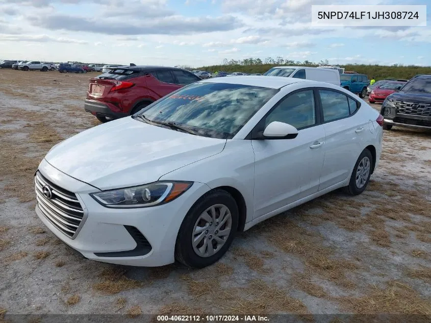 5NPD74LF1JH308724 2018 Hyundai Elantra Se