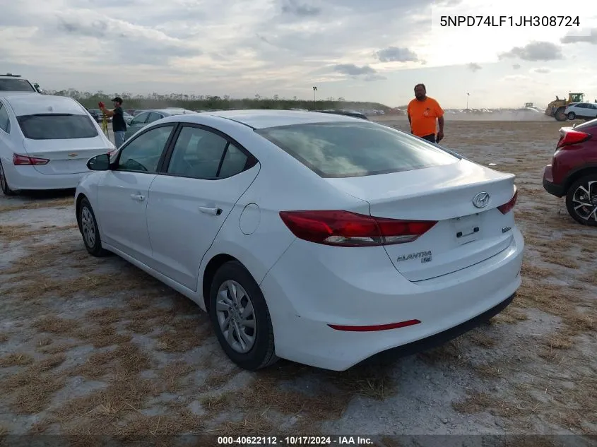 5NPD74LF1JH308724 2018 Hyundai Elantra Se