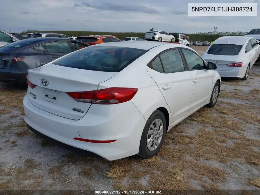 5NPD74LF1JH308724 2018 Hyundai Elantra Se