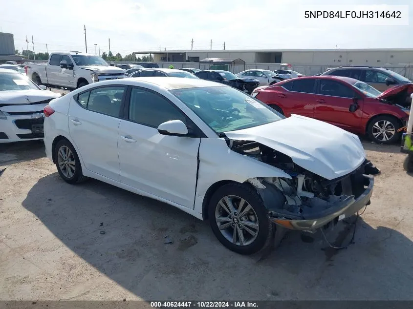 2018 Hyundai Elantra Sel VIN: 5NPD84LF0JH314642 Lot: 40624447