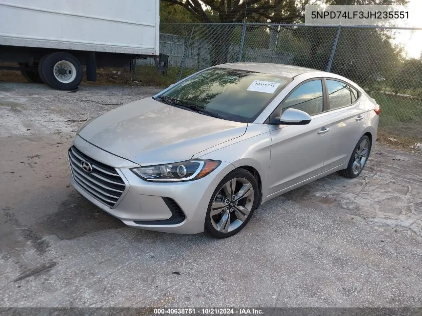 2018 Hyundai Elantra Se VIN: 5NPD74LF3JH235551 Lot: 40638751