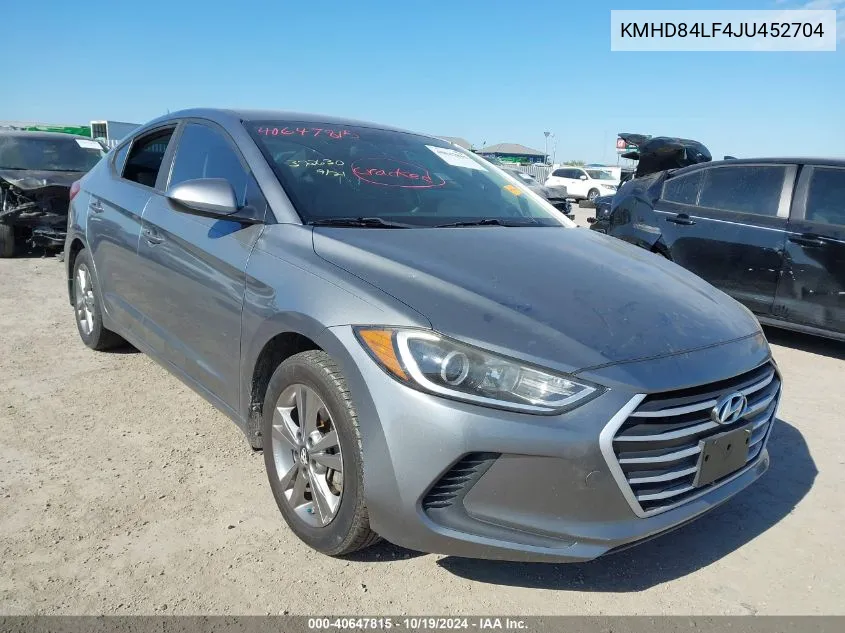 2018 Hyundai Elantra Sel/Value/Limited VIN: KMHD84LF4JU452704 Lot: 40647815