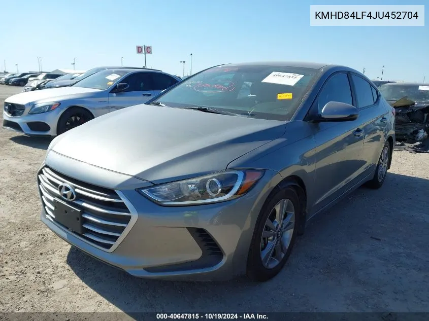 2018 Hyundai Elantra Sel/Value/Limited VIN: KMHD84LF4JU452704 Lot: 40647815