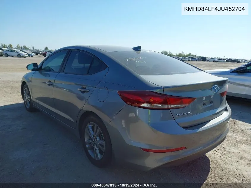 2018 Hyundai Elantra Sel/Value/Limited VIN: KMHD84LF4JU452704 Lot: 40647815