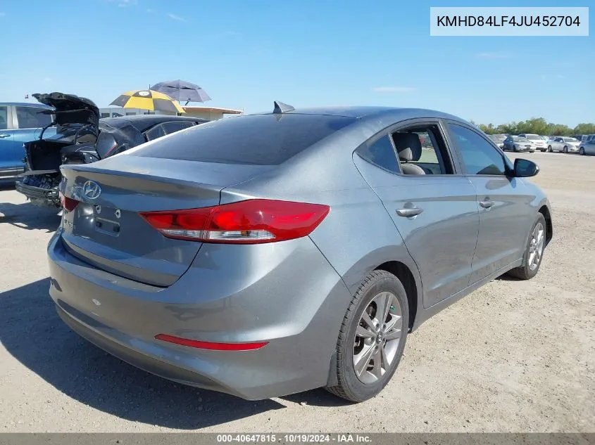 2018 Hyundai Elantra Sel/Value/Limited VIN: KMHD84LF4JU452704 Lot: 40647815