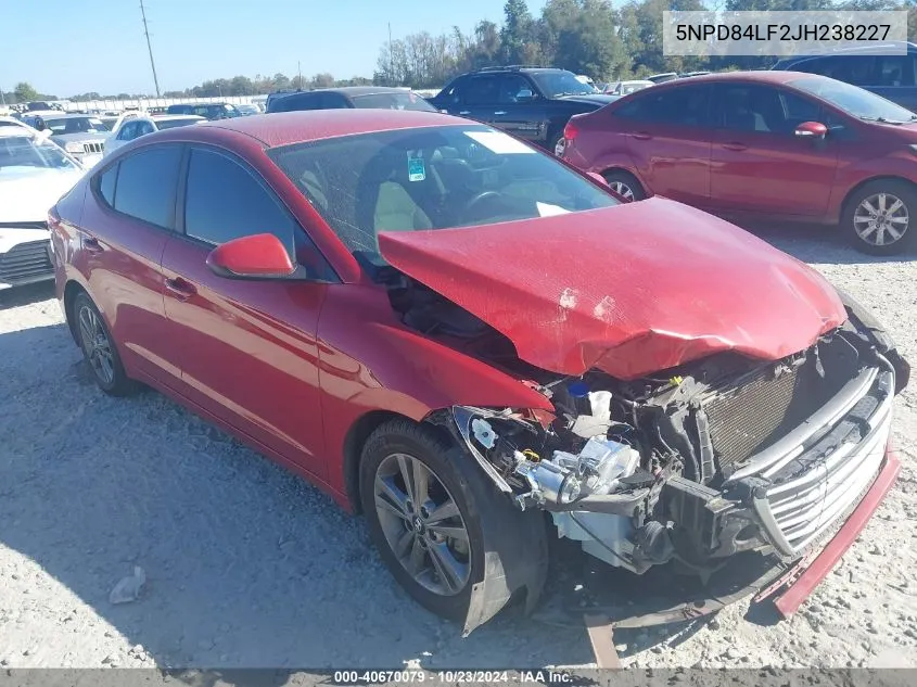 2018 Hyundai Elantra Sel VIN: 5NPD84LF2JH238227 Lot: 40670079