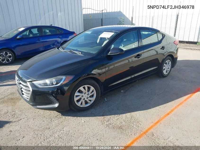 2018 Hyundai Elantra Se VIN: 5NPD74LF2JH346978 Lot: 40684811