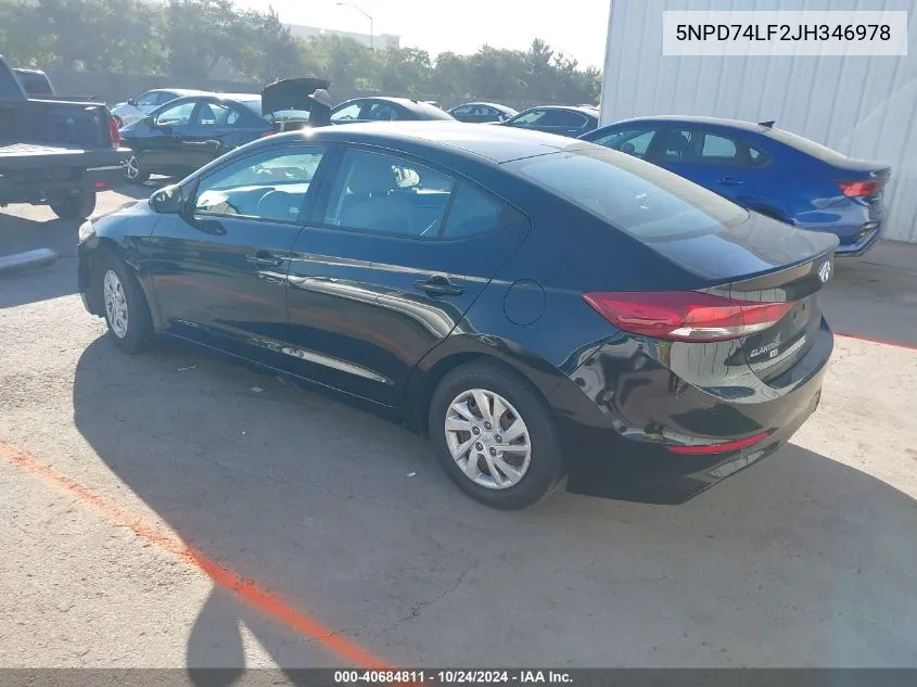 2018 Hyundai Elantra Se VIN: 5NPD74LF2JH346978 Lot: 40684811