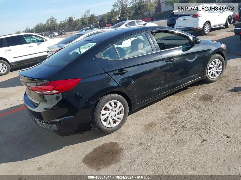 2018 Hyundai Elantra Se VIN: 5NPD74LF2JH346978 Lot: 40684811