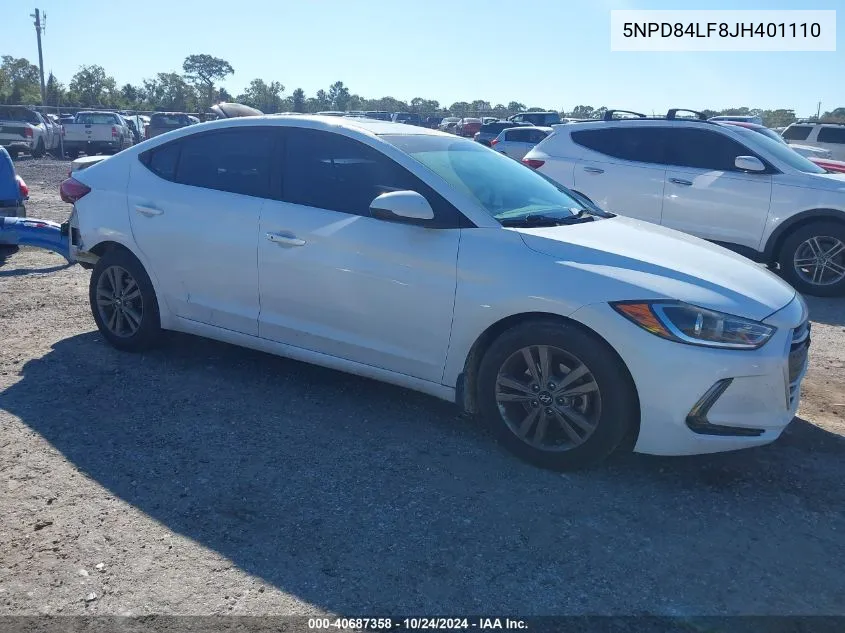 2018 Hyundai Elantra Sel/Value/Limited VIN: 5NPD84LF8JH401110 Lot: 40687358