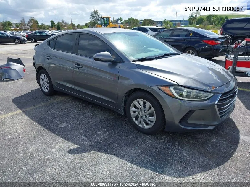 5NPD74LF5JH380087 2018 Hyundai Elantra Se