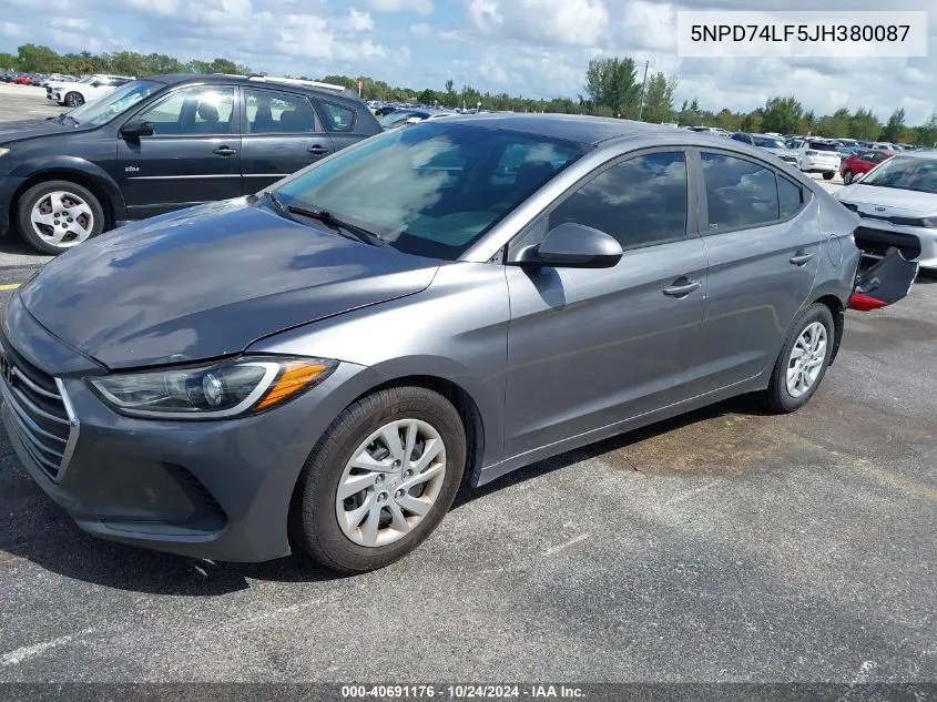 2018 Hyundai Elantra Se VIN: 5NPD74LF5JH380087 Lot: 40691176