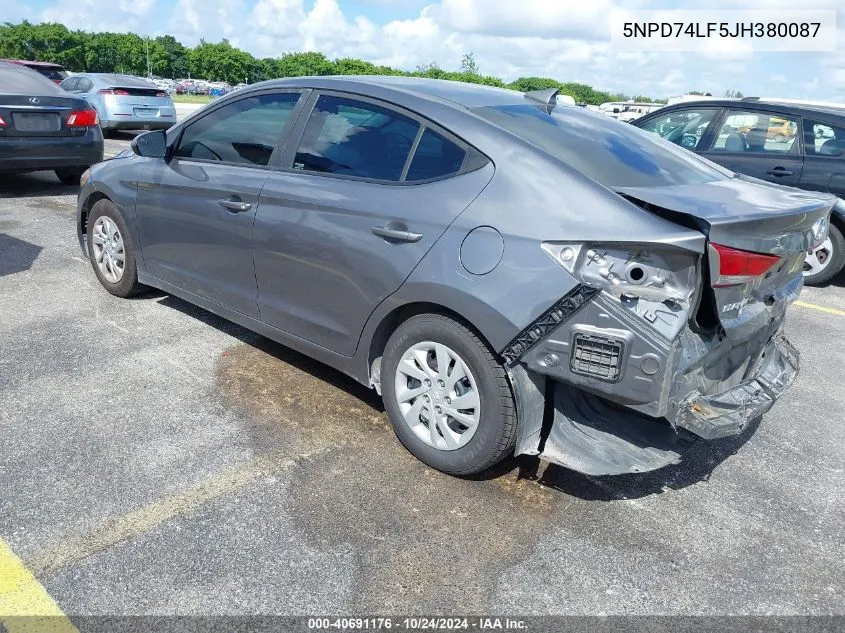 5NPD74LF5JH380087 2018 Hyundai Elantra Se