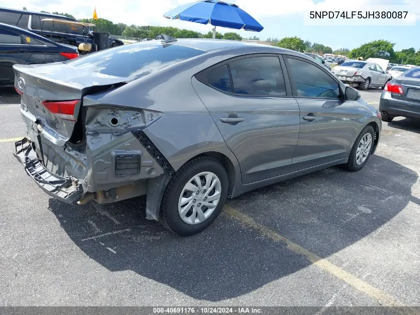 5NPD74LF5JH380087 2018 Hyundai Elantra Se