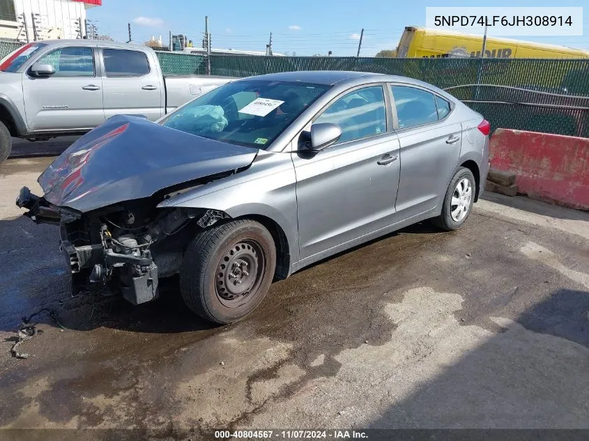 2018 Hyundai Elantra Se VIN: 5NPD74LF6JH308914 Lot: 40804567