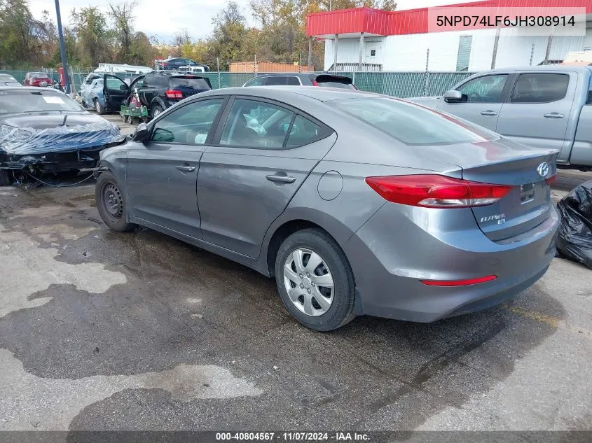 2018 Hyundai Elantra Se VIN: 5NPD74LF6JH308914 Lot: 40804567