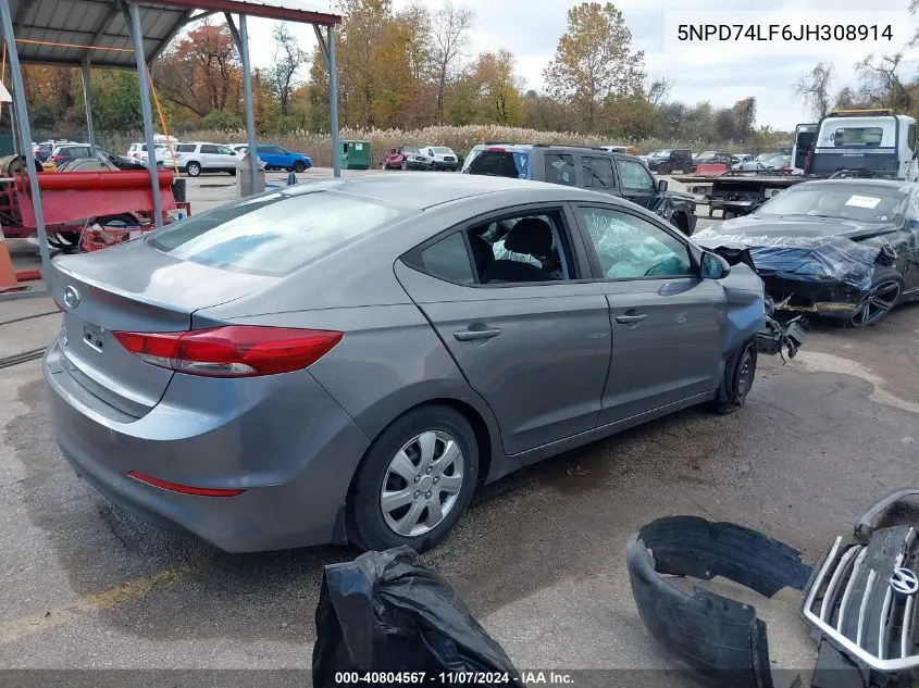 2018 Hyundai Elantra Se VIN: 5NPD74LF6JH308914 Lot: 40804567