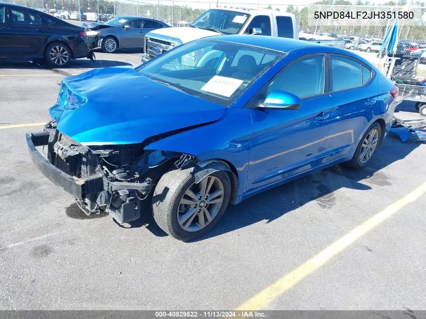 2018 Hyundai Elantra Sel VIN: 5NPD84LF2JH351580 Lot: 40829522