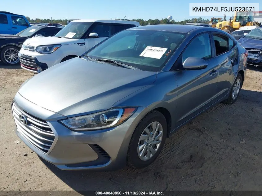 2018 Hyundai Elantra Se VIN: KMHD74LF5JU523671 Lot: 40840850