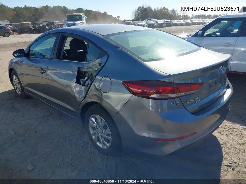 2018 Hyundai Elantra Se VIN: KMHD74LF5JU523671 Lot: 40840850