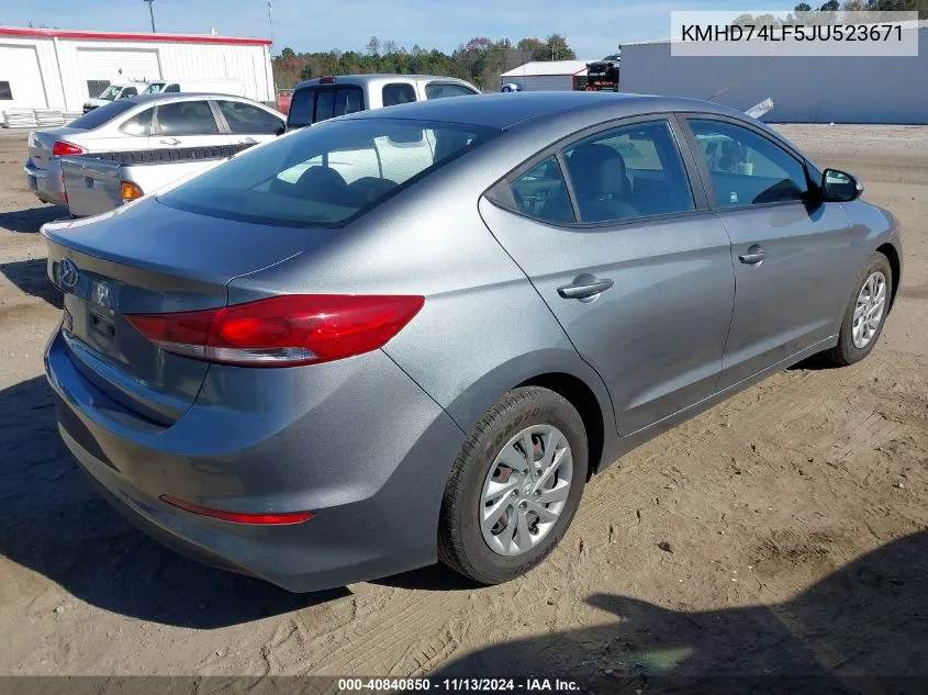 2018 Hyundai Elantra Se VIN: KMHD74LF5JU523671 Lot: 40840850