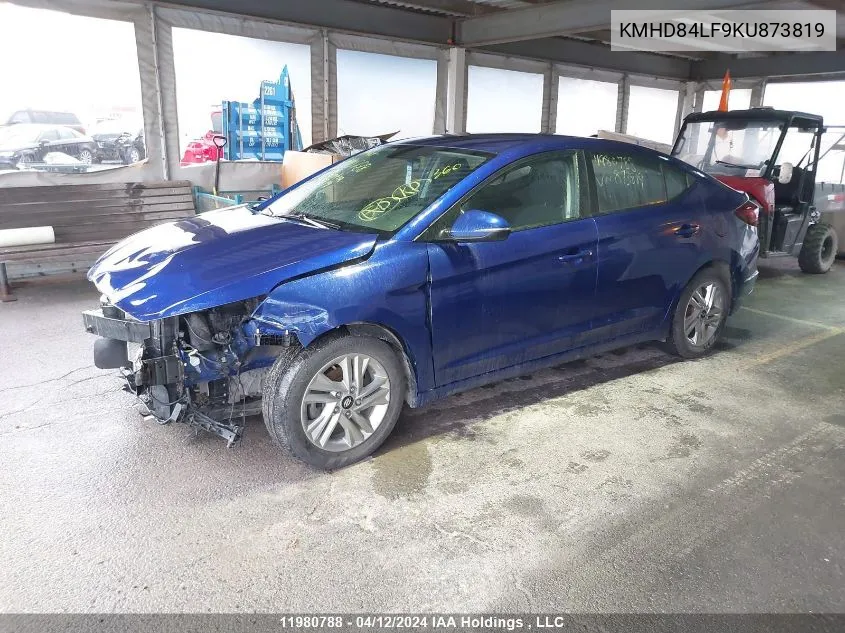 2019 Hyundai Elantra VIN: KMHD84LF9KU873819 Lot: 11980788