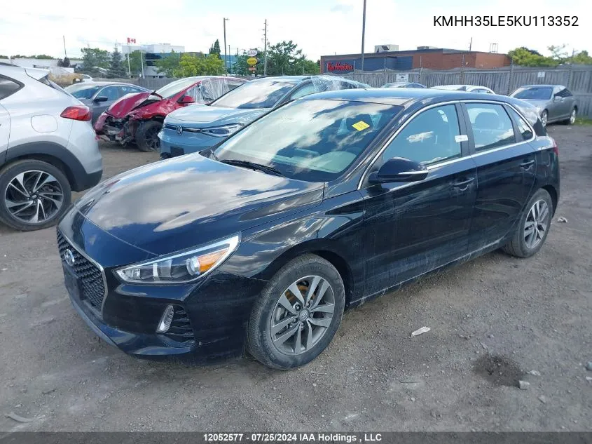 2019 Hyundai Elantra Gt VIN: KMHH35LE5KU113352 Lot: 12052577