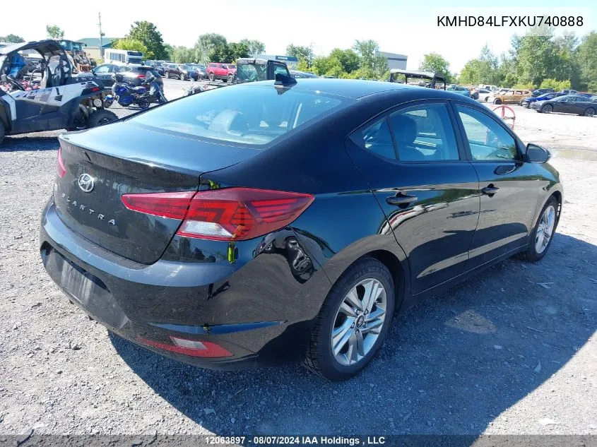 2019 Hyundai Elantra Sel/Value/Limited VIN: KMHD84LFXKU740888 Lot: 12063897