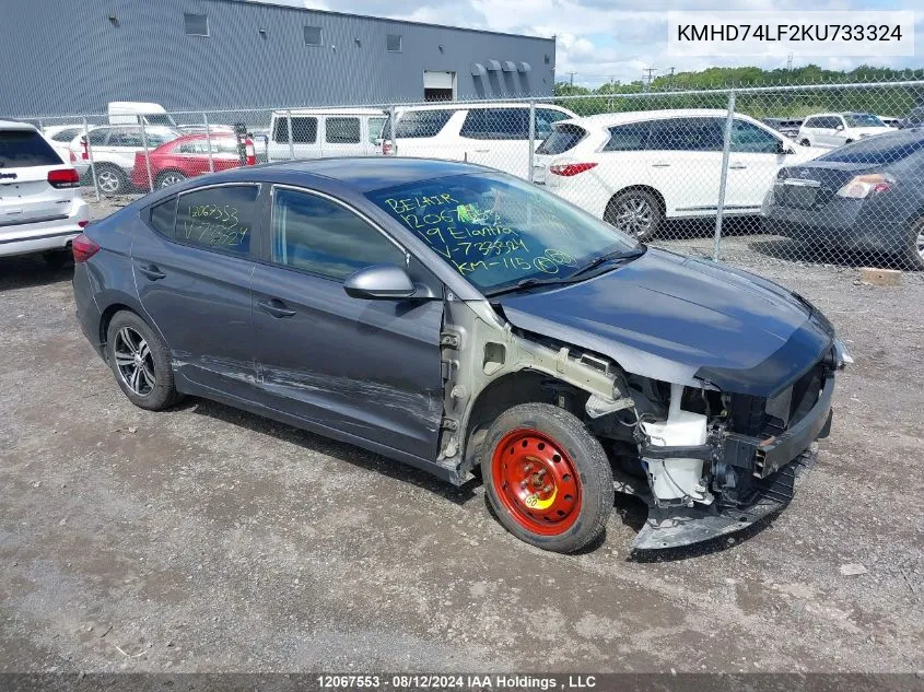 KMHD74LF2KU733324 2019 Hyundai Elantra