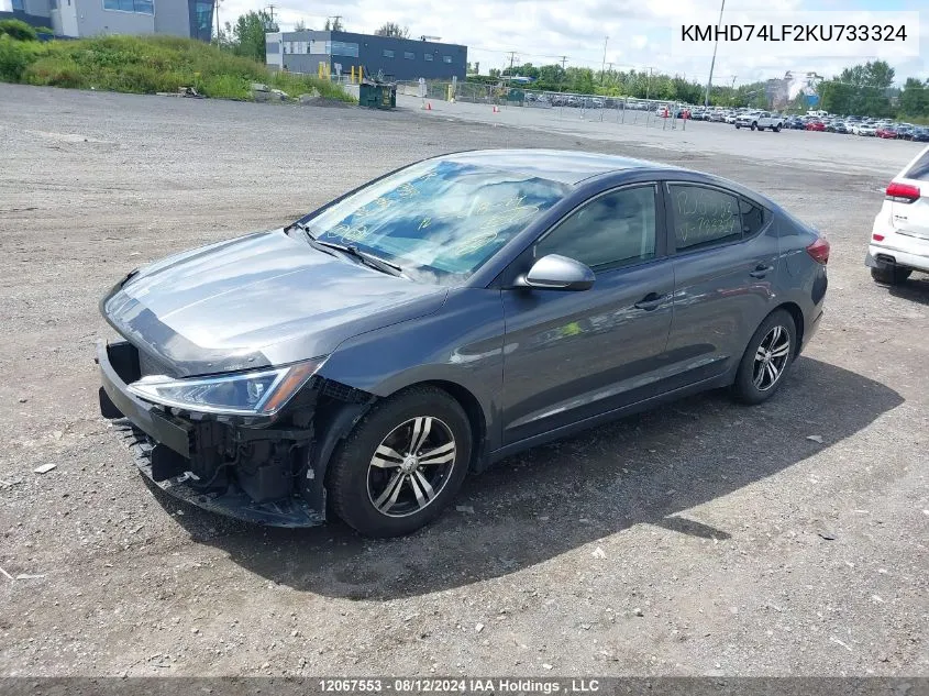 KMHD74LF2KU733324 2019 Hyundai Elantra