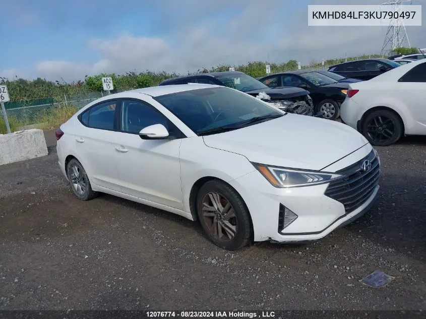 2019 Hyundai Elantra VIN: KMHD84LF3KU790497 Lot: 12076774