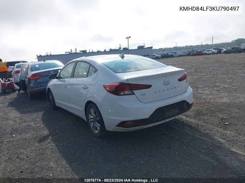 2019 Hyundai Elantra VIN: KMHD84LF3KU790497 Lot: 12076774