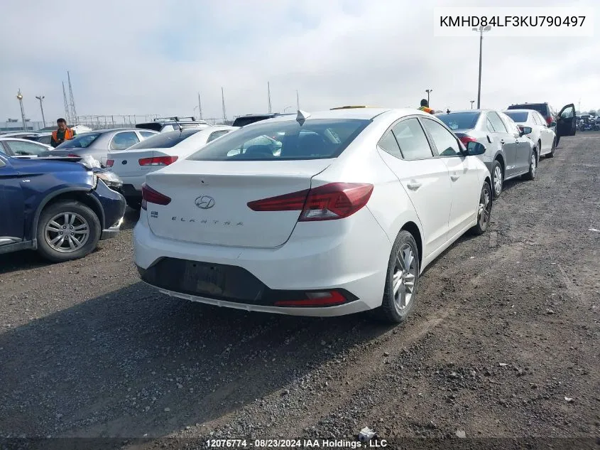 2019 Hyundai Elantra VIN: KMHD84LF3KU790497 Lot: 12076774