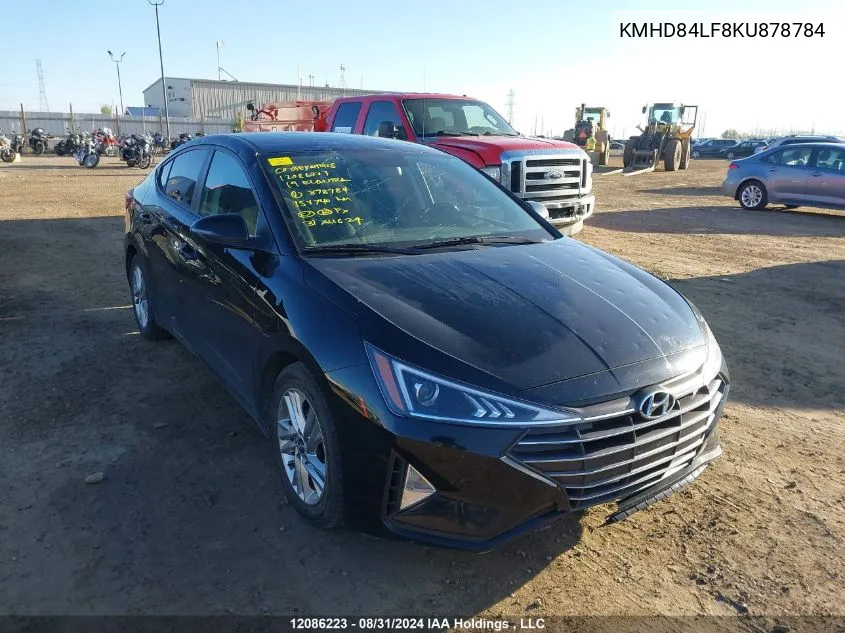 2019 Hyundai Elantra Sel/Value/Limited VIN: KMHD84LF8KU878784 Lot: 12086223