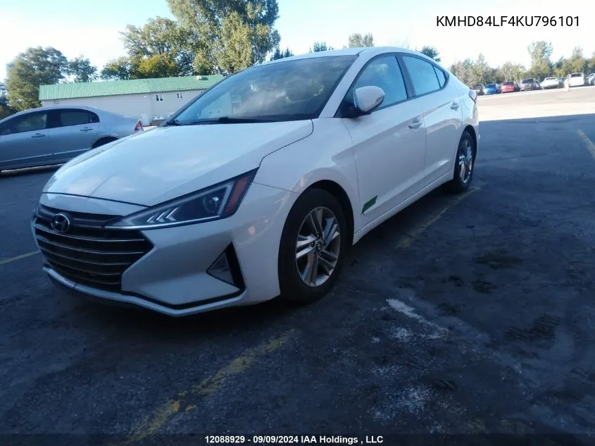 2019 Hyundai Elantra VIN: KMHD84LF4KU796101 Lot: 12088929