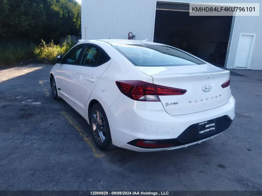 2019 Hyundai Elantra VIN: KMHD84LF4KU796101 Lot: 12088929