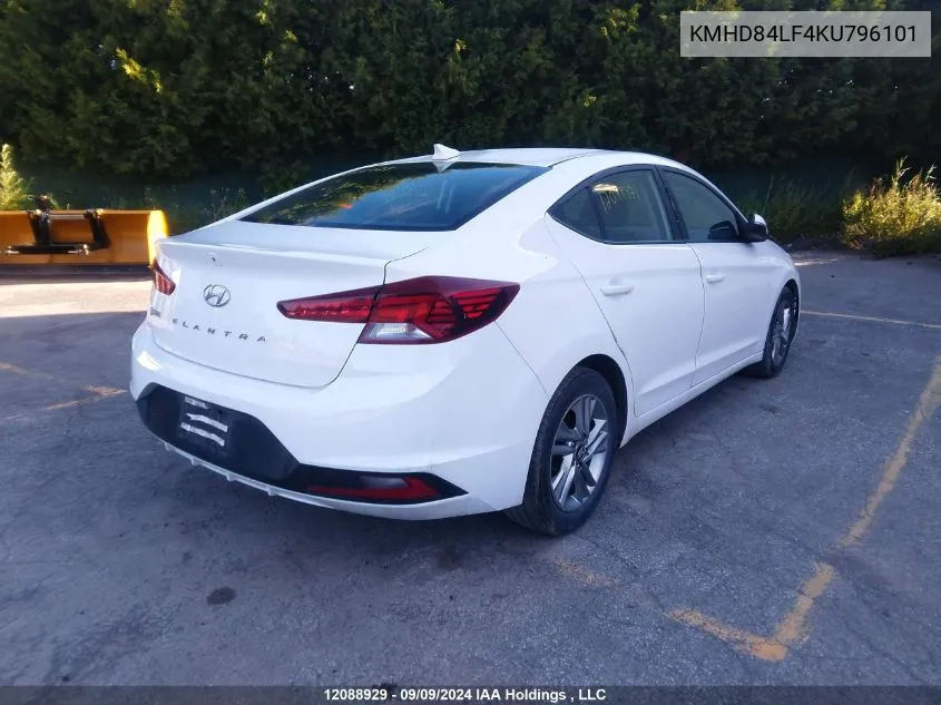 2019 Hyundai Elantra VIN: KMHD84LF4KU796101 Lot: 12088929