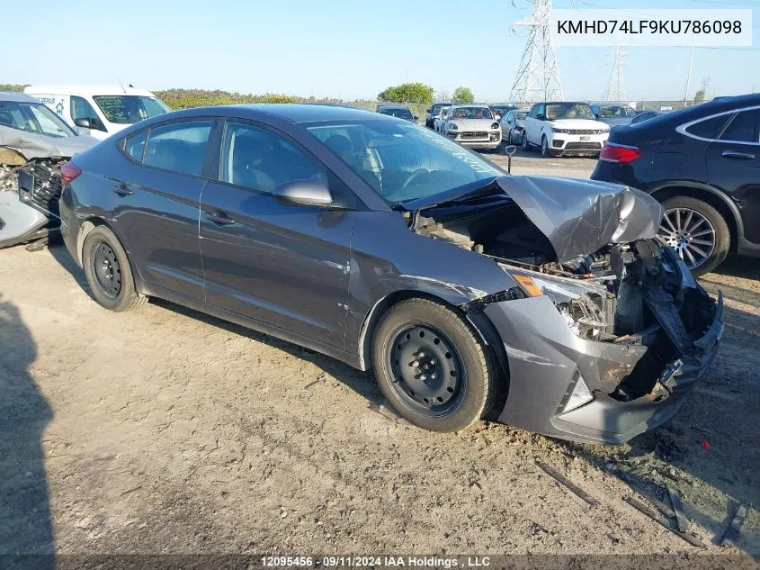 KMHD74LF9KU786098 2019 Hyundai Elantra Essential