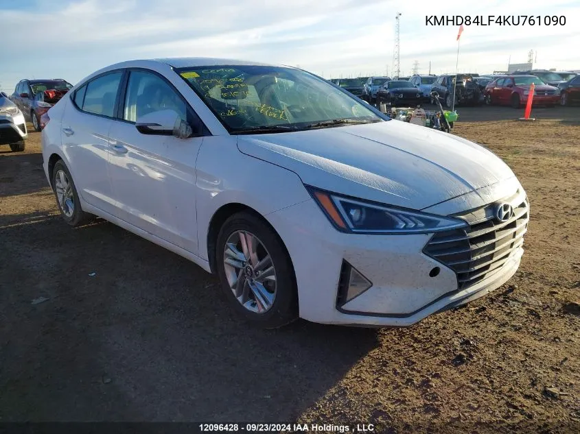 2019 Hyundai Elantra Preferred VIN: KMHD84LF4KU761090 Lot: 12096428