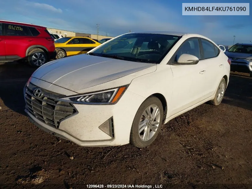 2019 Hyundai Elantra Preferred VIN: KMHD84LF4KU761090 Lot: 12096428