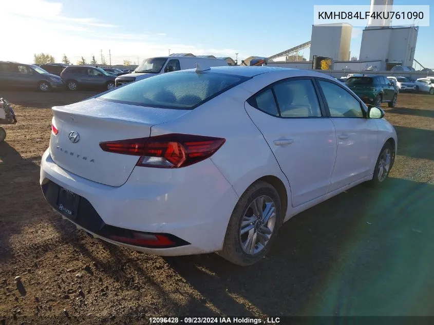 2019 Hyundai Elantra Preferred VIN: KMHD84LF4KU761090 Lot: 12096428