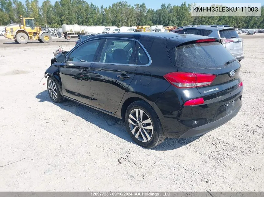 2019 Hyundai Elantra Gt Preferred VIN: KMHH35LE3KU111003 Lot: 12097723