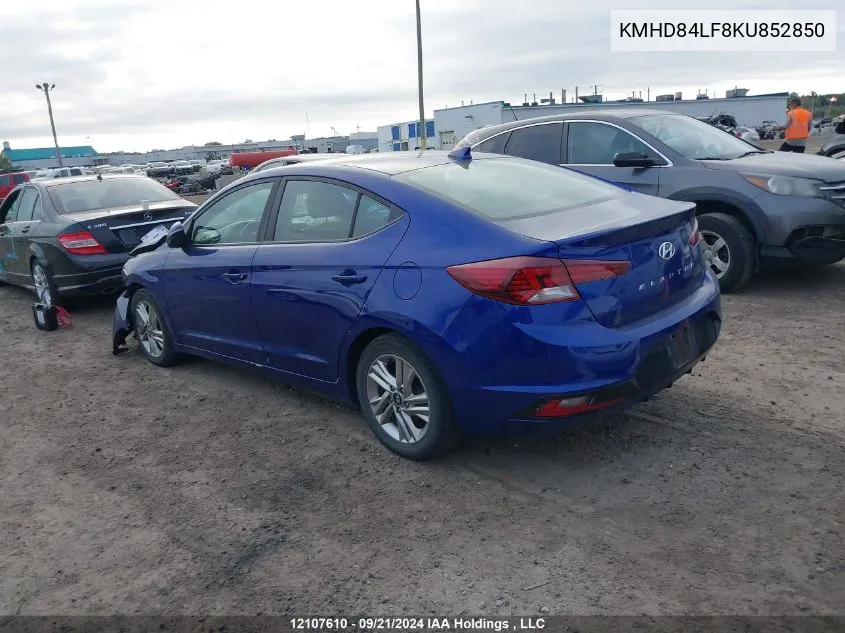 2019 Hyundai Elantra Sel/Value/Limited VIN: KMHD84LF8KU852850 Lot: 12107610