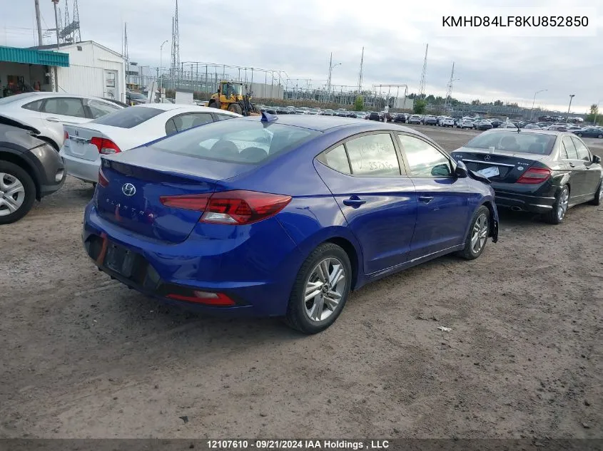 2019 Hyundai Elantra Sel/Value/Limited VIN: KMHD84LF8KU852850 Lot: 12107610