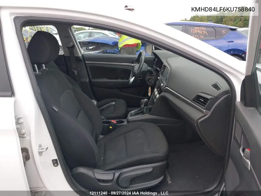 KMHD84LF6KU758840 2019 Hyundai Elantra Preferred