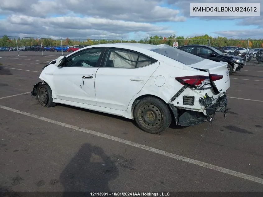 KMHD04LB0KU824612 2019 Hyundai Elantra Sport